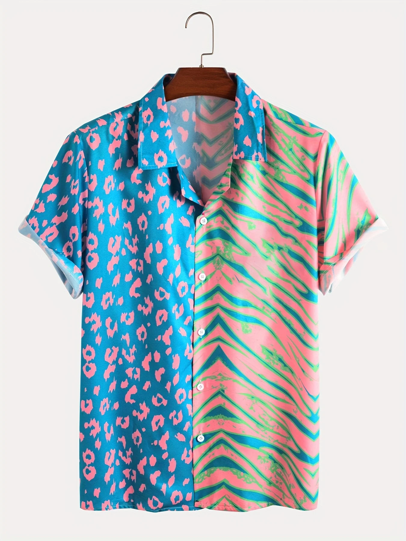 

Men Summer Leopard Zebra Printing Shirt Hawaiian Vacation Clothing Male Fashion Beach Style Shirt Daily Wear Shirt Streetwear
