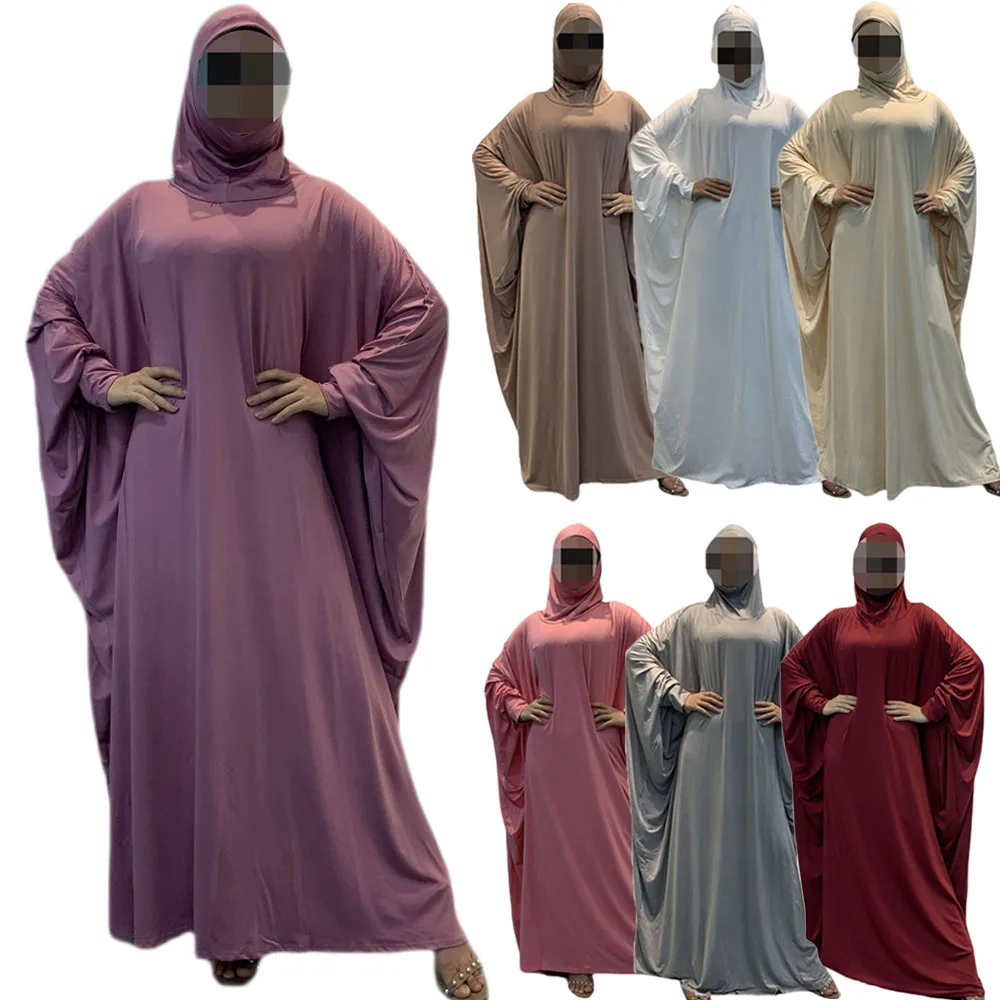 

Eid Hooded Muslim Women Hijab Dress Prayer Garment Ramadan Clothes Full Cover Niqab Burqa Islamic Khimar Robe Abaya Caftan Gown
