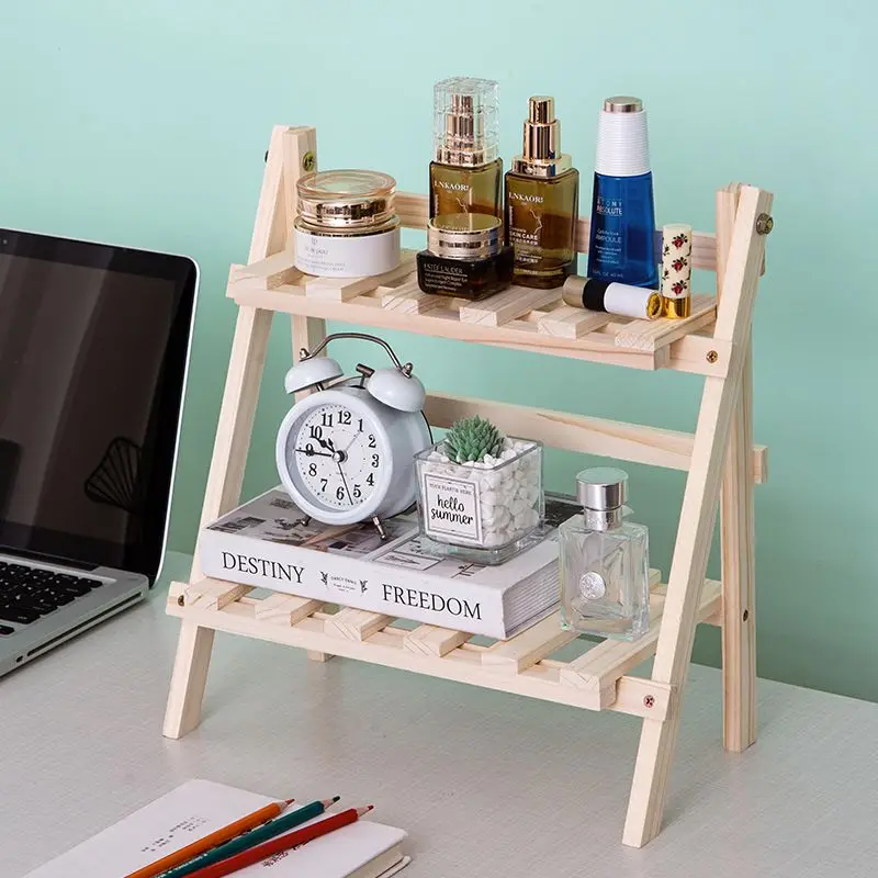 Outdoor Plant Shelves Solid Wood Double-layer Storage Bedroom Decoration Plant Rack Flower Desk Storage and Organization Rack