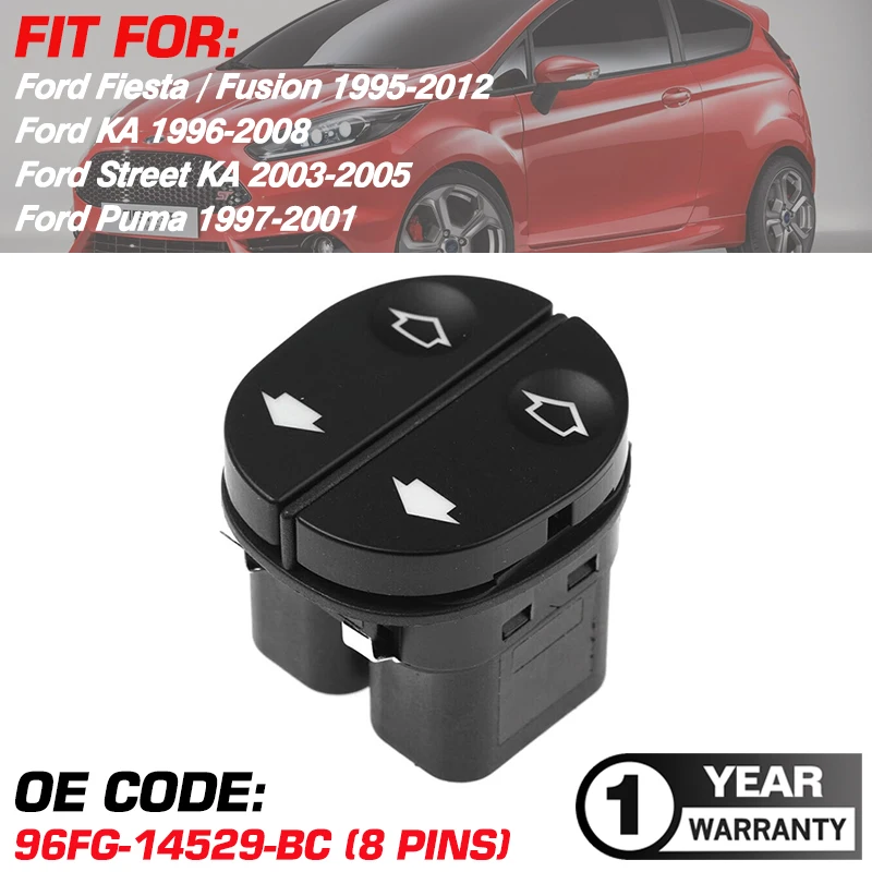 Muslimmaster Pulsante Interruttore Alzacristallo Elettrico Per Ford Fiesta Fusion 1995-2012 Ford Ka 1996-2008 Ford Puma 1997-2001 8 Pin