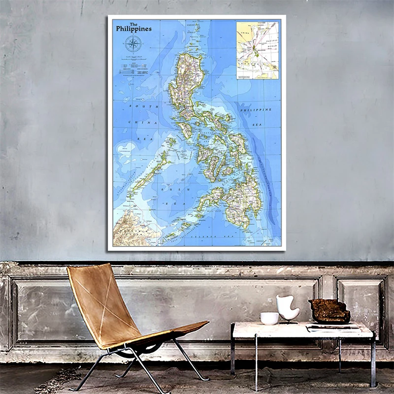 A2 Size Partial Political Map of Southeast Asia Foldable Frameless Philippines Map Country Travel Supplies Wall Decoration