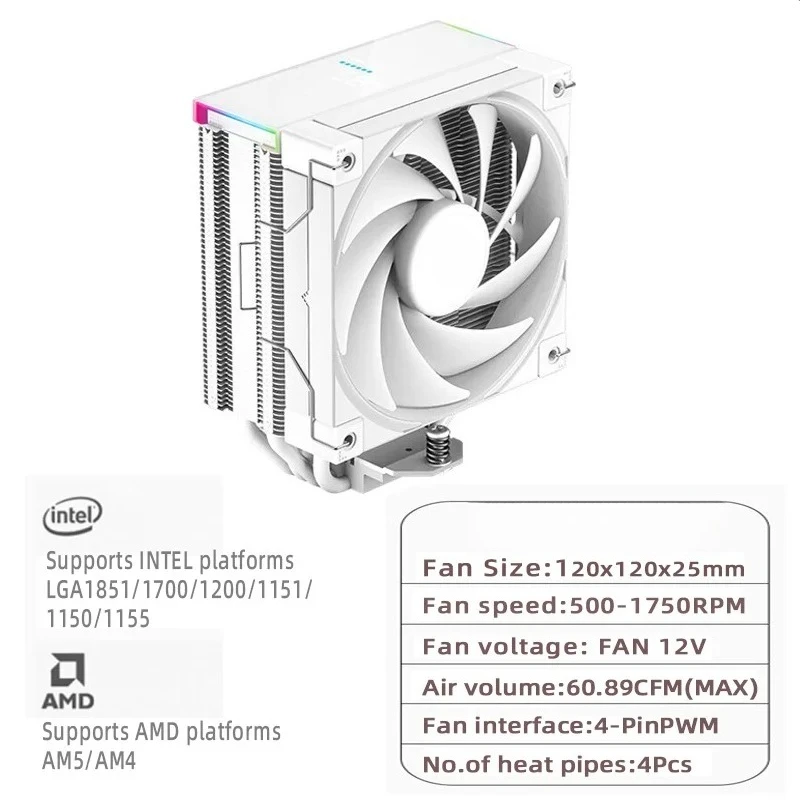 AK400 디지털 LCD 디스플레이 CPU 쿨러 4개 히트파이프 공랭식 PC 라디에이터 (LGA1700/1200 115X AM4 AM5 호환)