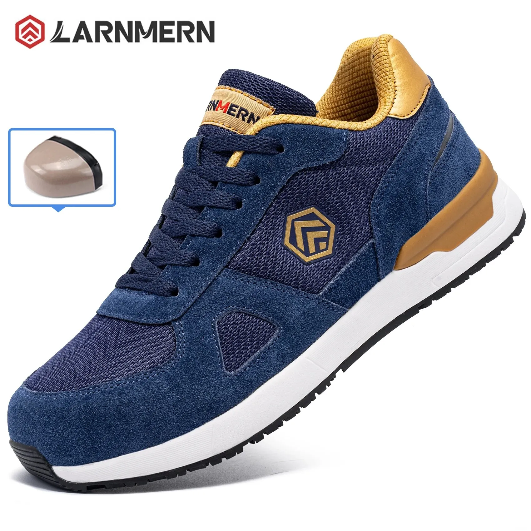 LARNMERN Men Safety Shoes SRC Anti-slip Steel Toe Shoes for Men Anti-static Work Sneakers Breathable Construction Boots