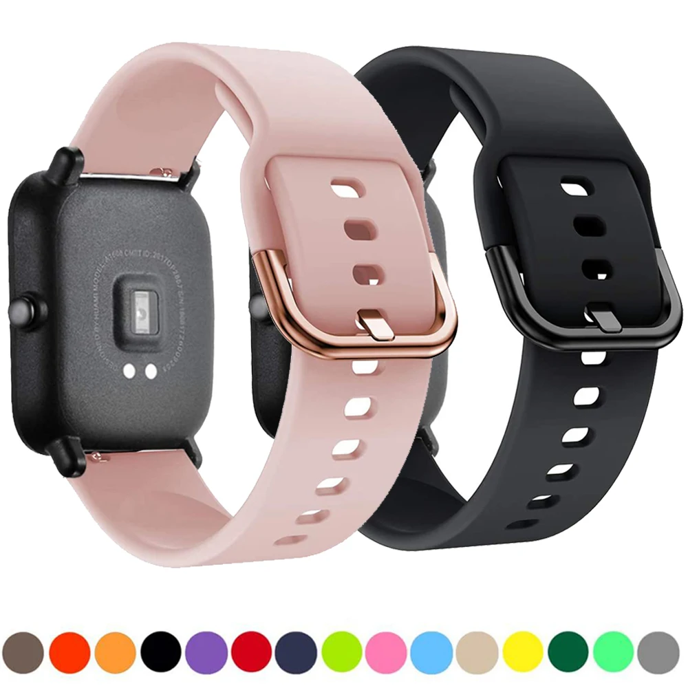 Comprar Correa de silicona de 20/22MM para Samsung Galaxy watch 4 classic 3  Active 2 gear s3 s2 s4, pulsera de reloj para Amazfit bip Huawei GT/GT2/2E  Pro