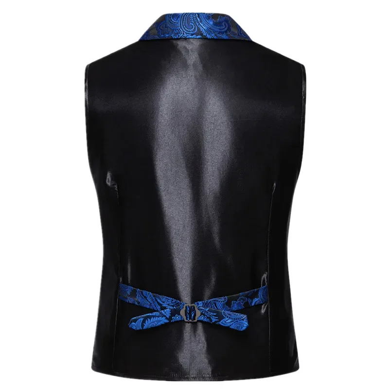 Blue Jacquard Fabric Men's Sleeveless Vest Coat Wedding/Party/Stage Performance Dress Vests Green Red Pink Black White Waistcoat dress vests