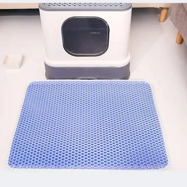 Double-Layer Honeycomb Cat Litter Mat Waterproof Anti-Slip for All Ages Cats Litter Box Floor Protector Durable and Easy Clean 6