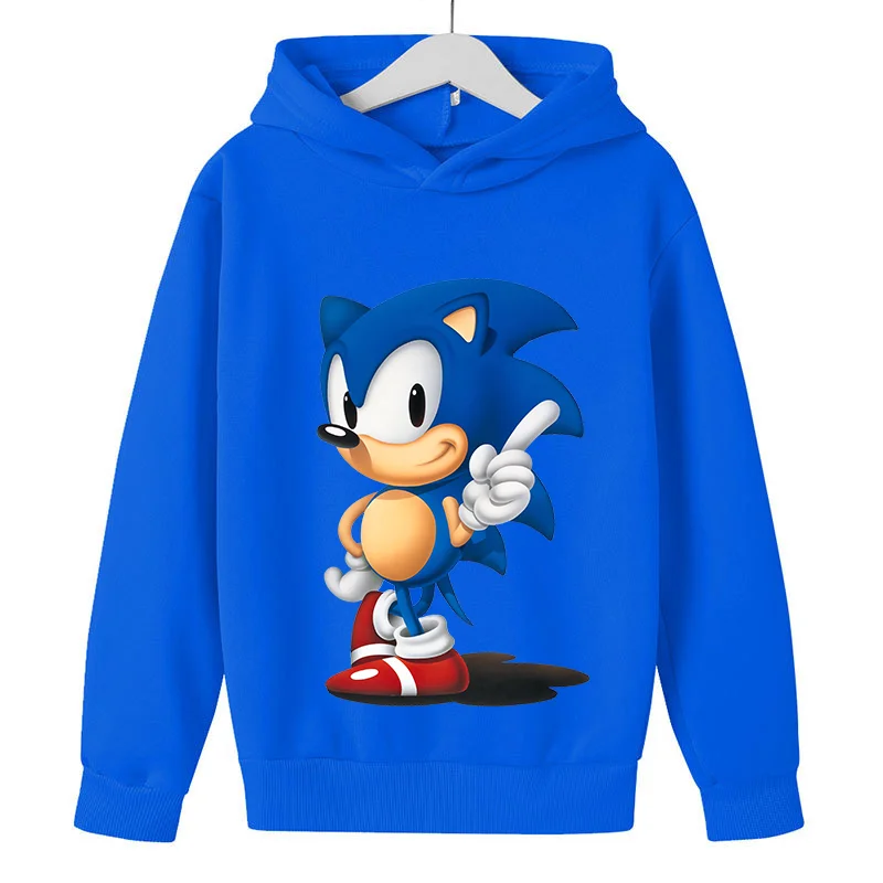 thumbnail image 1 of Sudadera con capucha de Sonics con figura de juego, sudadera con estampado de dibujos animados, manga larga, holgada, hombros caídos, estilo otoñal, regalo de cumpleaños, 1 of 5