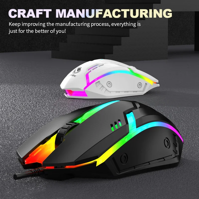E Sports LED Luminous Backlit Wired Mouse USB For Desktop Laptop Mute Office Computer Gaming
