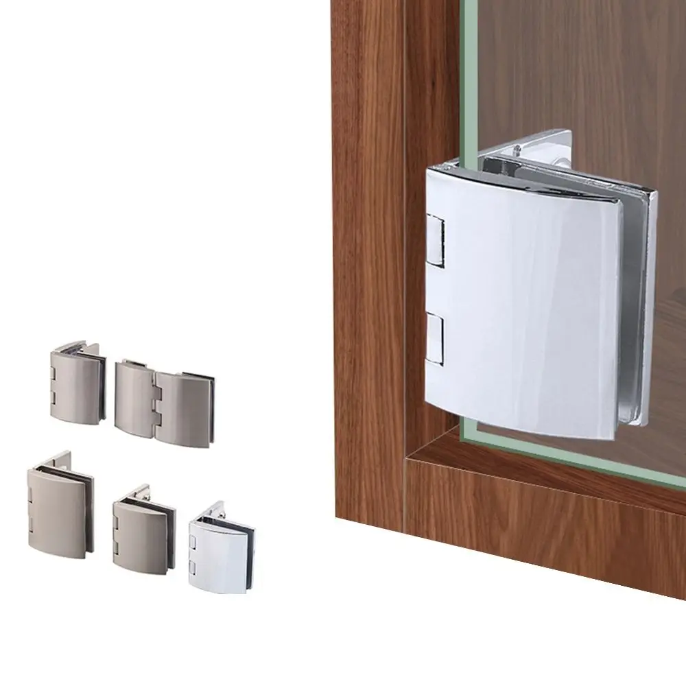 Brushed Nickel Glass Door Hinge Embedded Zinc Alloy Cabinet Door Hinge Durable Cabinet Glass Clamp Accessories