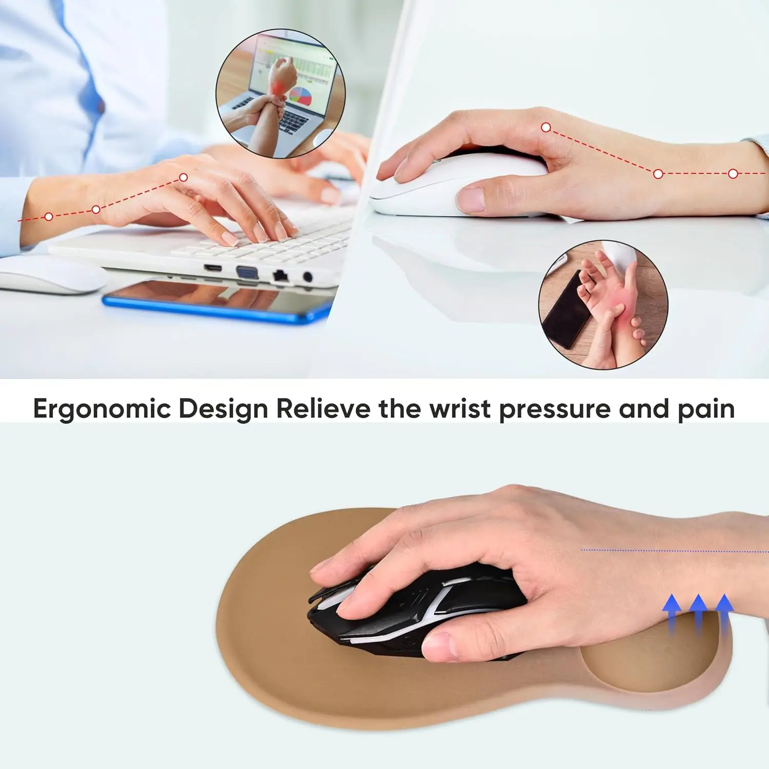 Ergonomic Gel Wrist Rest Mouse Pad with Non-Slip Base for Comfortable Use