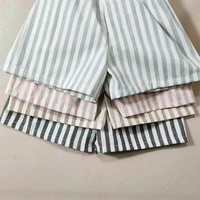 Short à rayures en lin et coton pour enfants, cinquième pantalon d'été décontracté pour garçons et filles 4