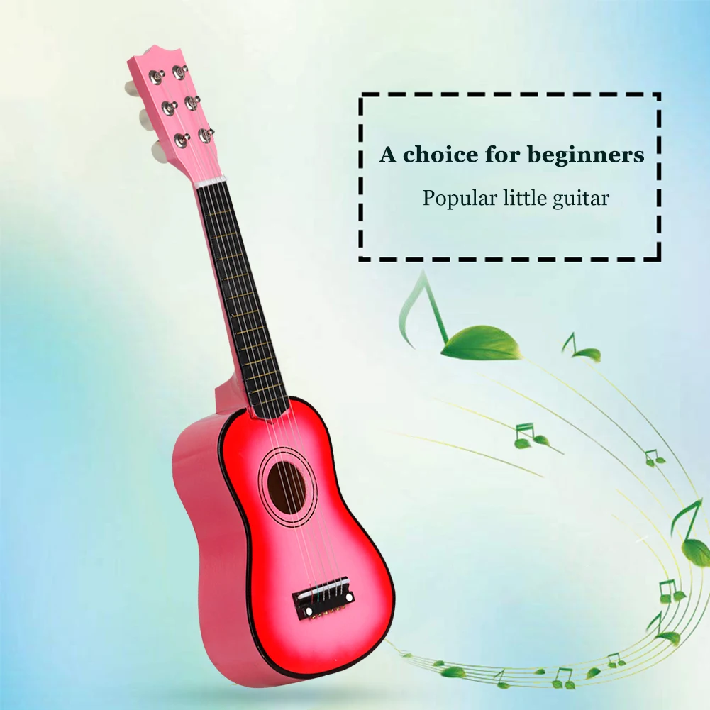 21 inch Basswood Ukulele 6 Strings Small Bass Acoustic Guitar Musical Instruments with Picks for Children Kids