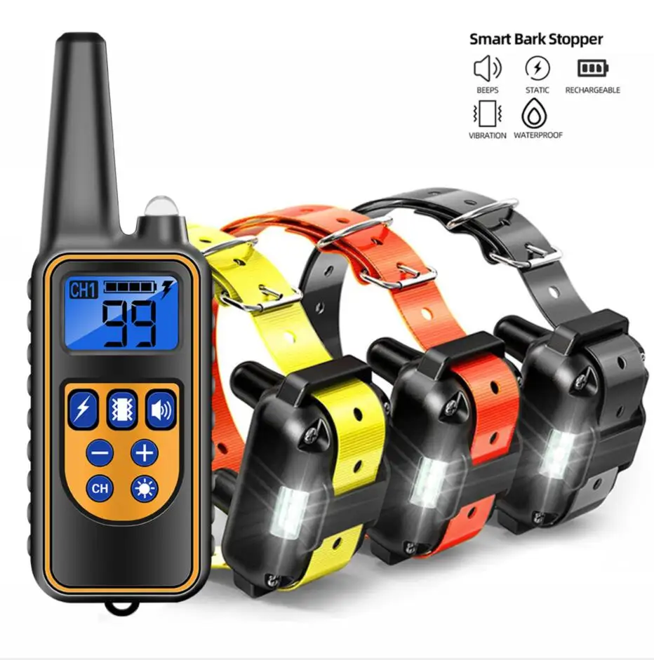 

Electric Dog Training Collar Dog Anti Bark Waterproof Rechargeable Pet Remote Control For All Size Shock Vibration Sound