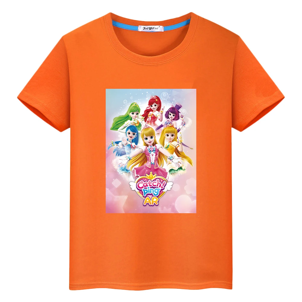 

Tini Ping boy girl clothes 100%Cotton Anime T-shirt Short Print O-Neck Tops y2k one piece Summer Casual Kawaii Children clothing