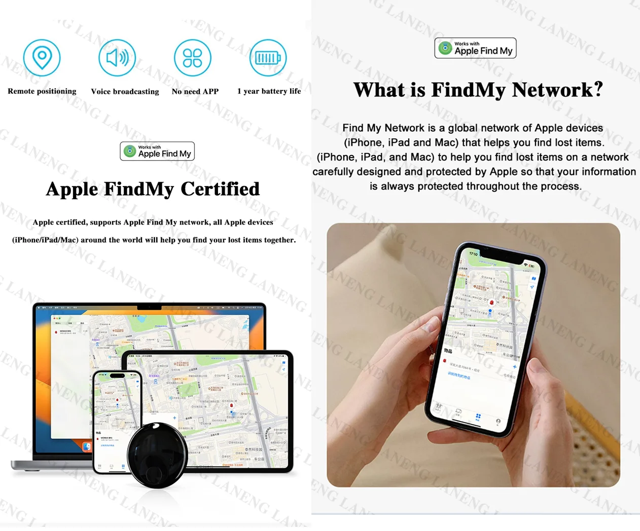 Wireless GPS Smart Tracker Work with Apple Find My APP NTag Anti Lost Reminder Device MFI Rated Locator Car Key Pet Kids Finder