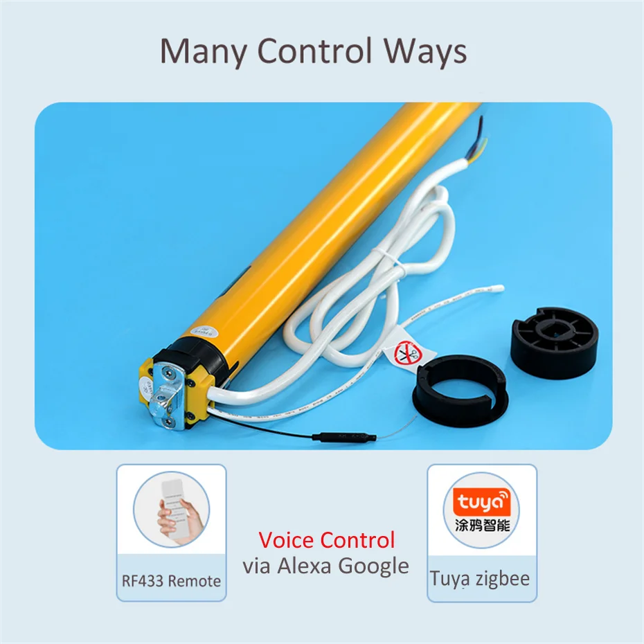 A-OK AM35 10/17 스마트 롤링 관형 모터, RF433 원격 + Tuya Zigbee 앱, 40mm, 45mm, 47mm, 50mm 튜브용, 롤링 블라인드용, 230V