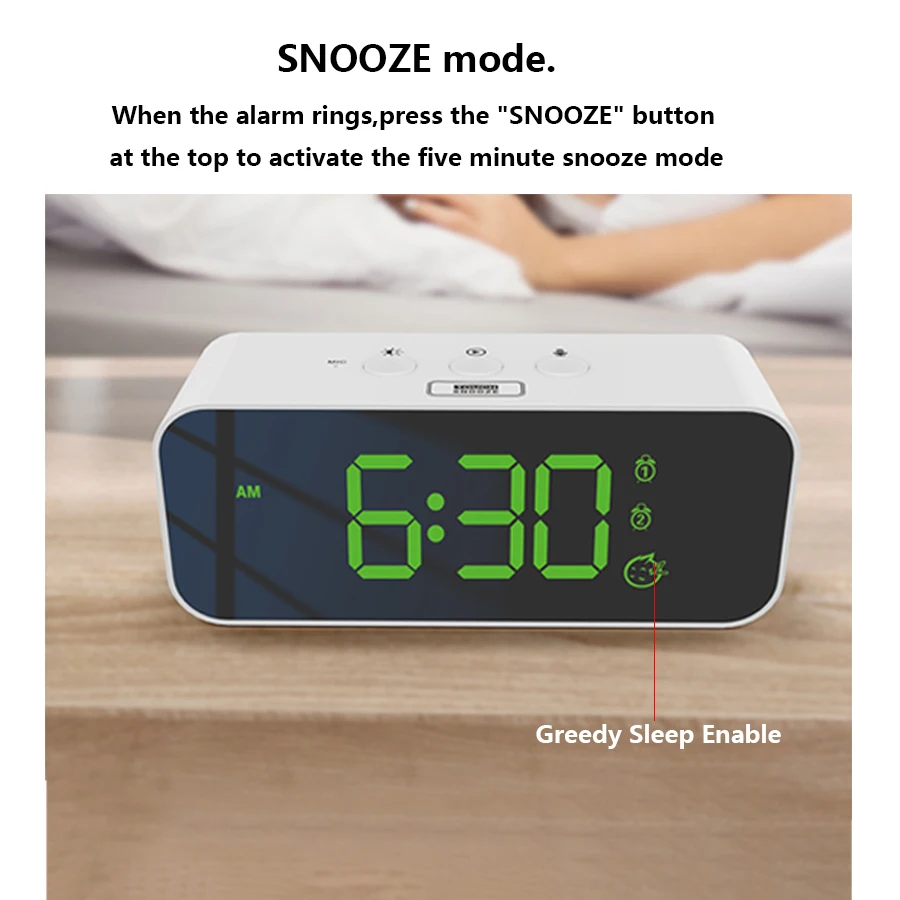 1pc new RGB color large screen digital recording clock, can record three kinds of sound alarm, sleep mode, voice control mode, t