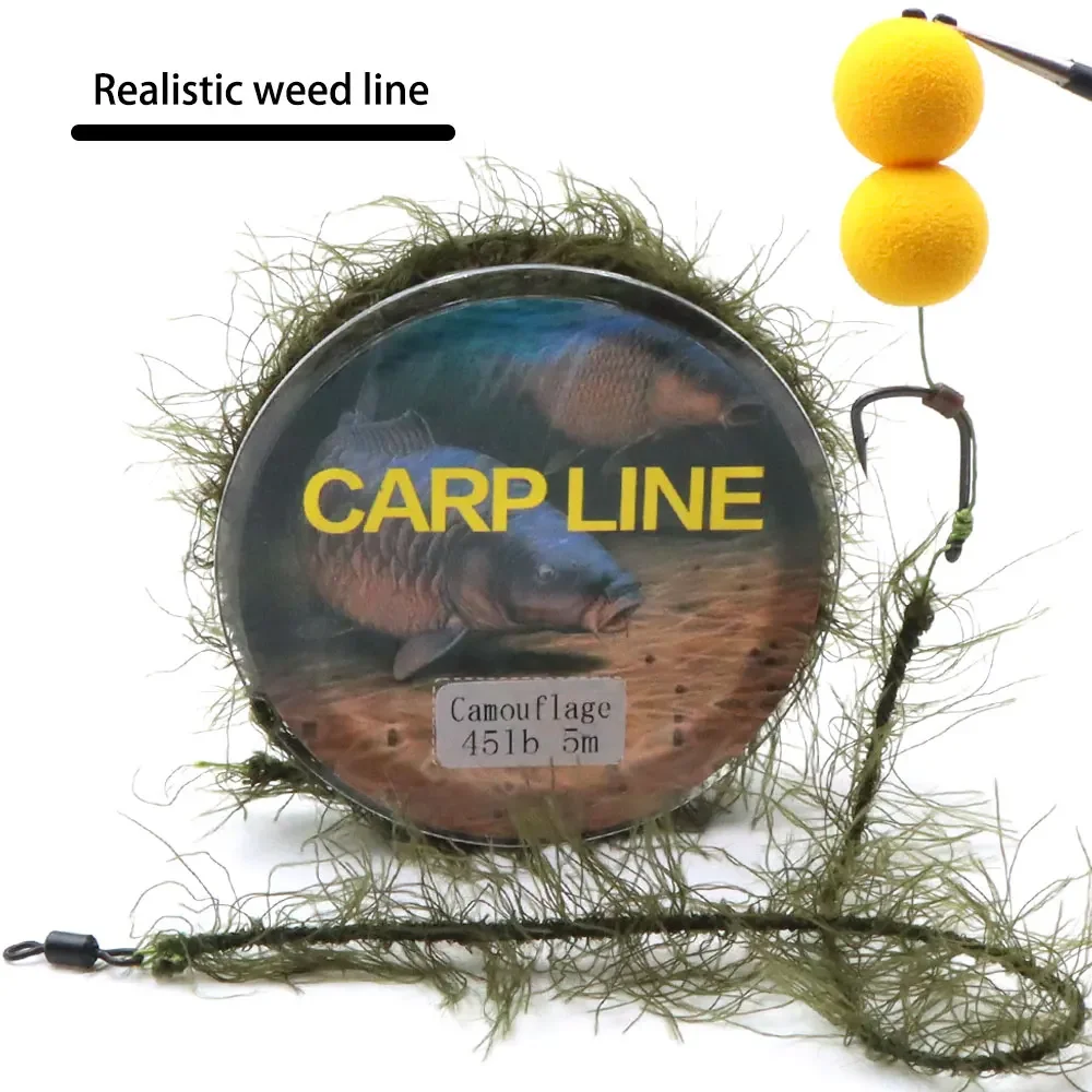 5M Carp Fishing Line Imitazione Weed Line Method Feeder Lure Fish Hooklink Seagrass Thread Per Carp Rig Making Accessori Tackle