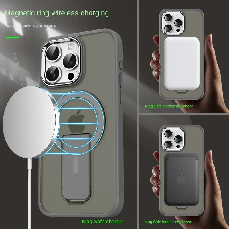 Magsafe Magnetic Invisible Stand Phone Case with Anti-Fall Matte Back Cover