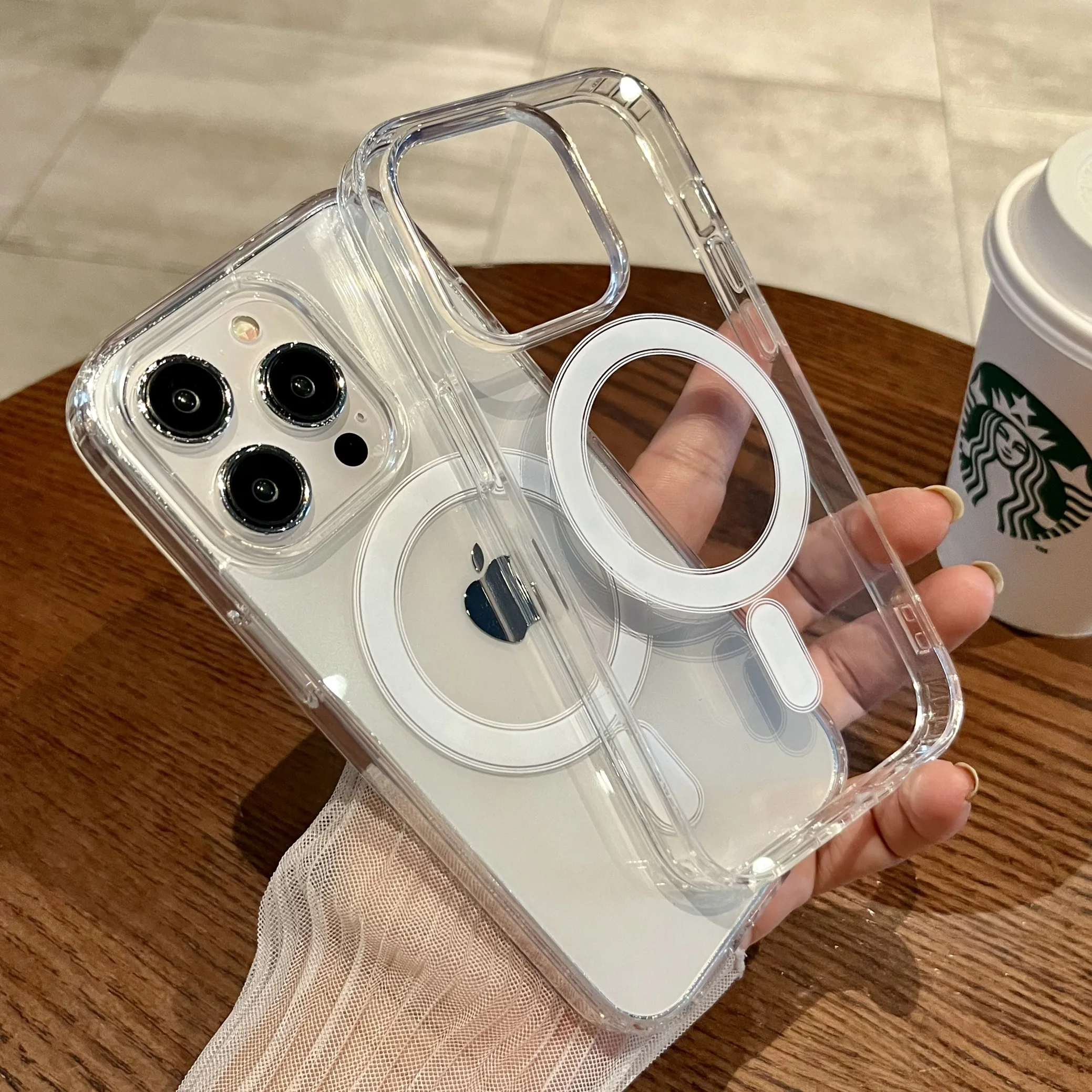 Official Magnetic Transparent Case For iPhone 15 14 13 11 12 Pro Max Plus Shockproof For Magsafe Wireless Charge Acrylic Cover