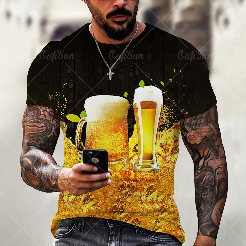 

Fashion Men's T-Shirt 3D Beer Day Print Short Sleeve Tops Street Casual T Shirt Streetwear Oversized Tee Shirt Men Clothing