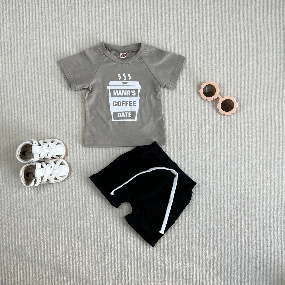Description Picture 6 of item0-3Yrs Baby Boys Letters Clothes Set Cotton Casual Short Sleeve T-Shirts Tops Shorts 2Pcs Summer Toddler Kids Clothing Outfits