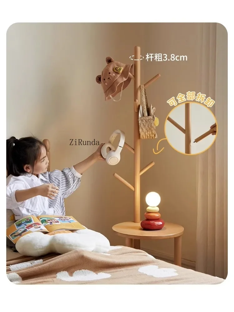*Solid Wood Children's Bedside Table Modern Bedroom Simple Hanging Floor Hanger Entrance Coat Rack