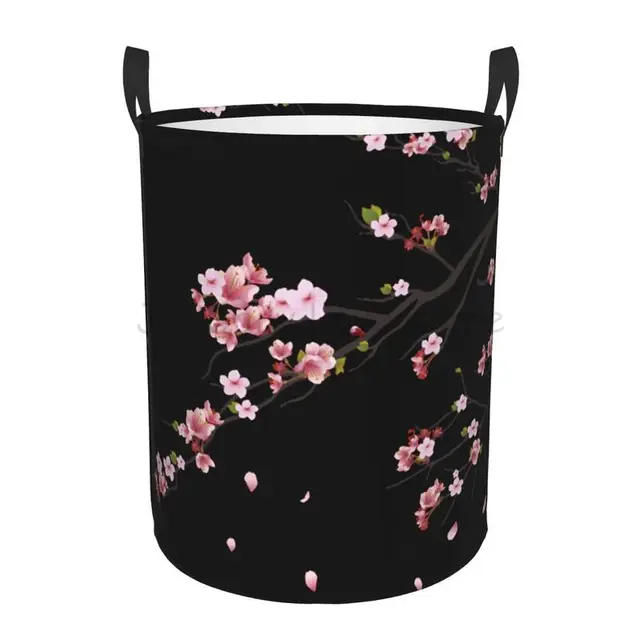 Japanese Sakura Cherry Blossoms Laundry Hamper Large Clothes Storage Basket Toys Bin Organizer for Nursery Home Bathroom Bedroom 1