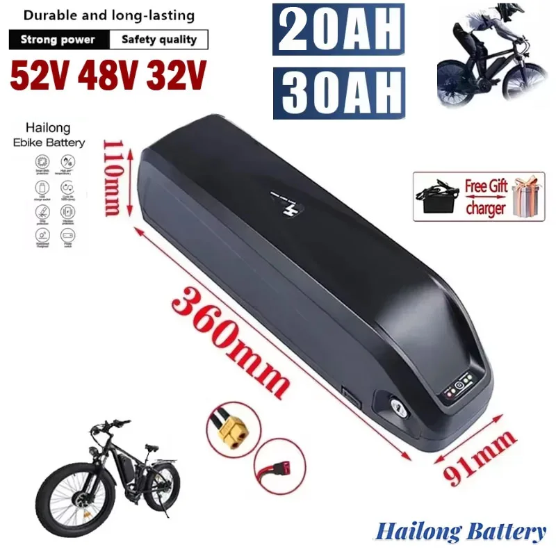 Hailong Electric Scooter Battery 36V 48V 52V 20Ah-30Ah for 250W~1500W Motorcycle/bicycle Waterproof LithiumBattery + Charger