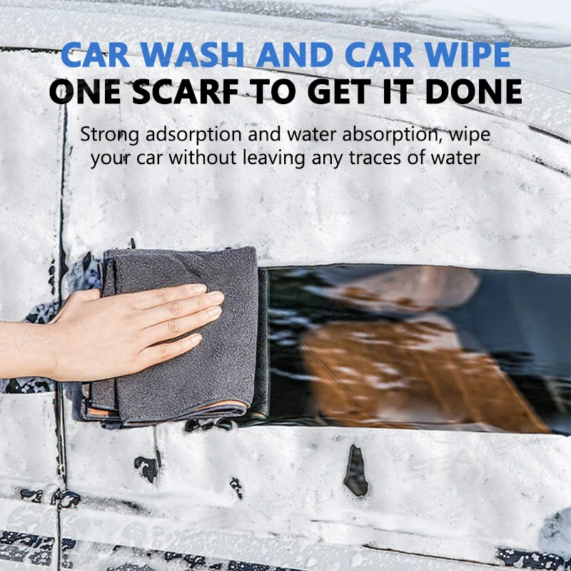 500GSM Car Cleaning Towel Double-Sided Coral Velvet Suede Car Wash Towel Drying Cloth High Water Absorption Washing Rag suede car towel
