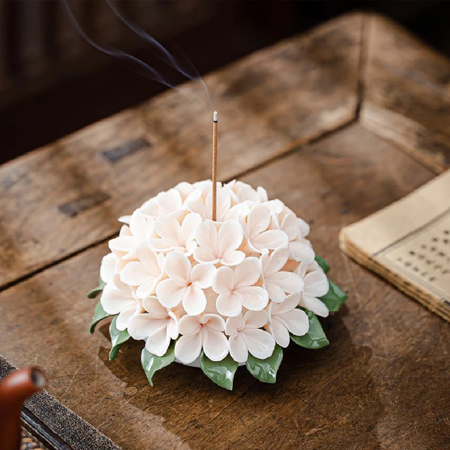 Handmade Ceramic Flower Thread Incense Base Home Living Room Decoration ...