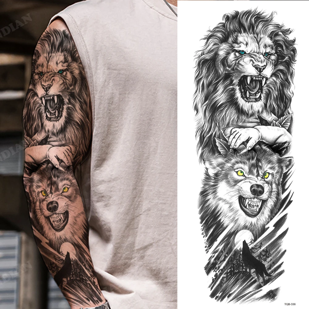 Adesivi per tatuaggi temporanei a braccio completo impermeabili Foresta  Tigre Lupo Cavallo Guerriero Corpo Fiore indiano Crose Uomo Totem Donna  Tatoo - AliExpress, image size:1000x1000