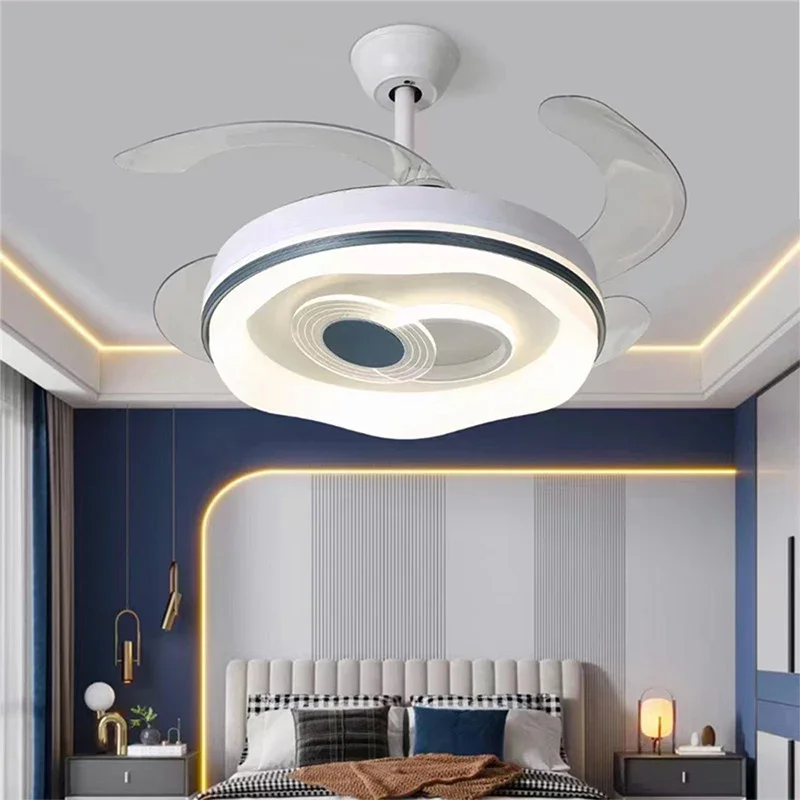 BERTH Modern Stealth Fan Light LED Living room Restaurant Bedroom Children's room Ceiling Fan Light Remote Electric