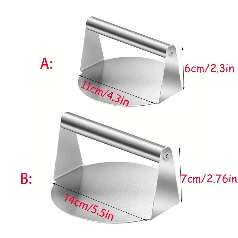 Stainless Steel Burger Press Smash Hamburger Patties Meat Masher Circular Meat Press Mold Deli Meats Kitchen Accessories