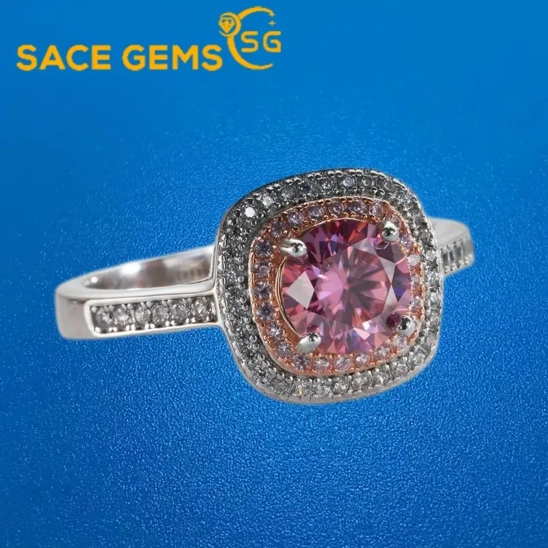 

SACE GEMS GRA Certified 1CT Moissanite Ring VVS1 Lab Diamond Solitaire Ring for Women Engagement Promise Wedding Band Jewelry