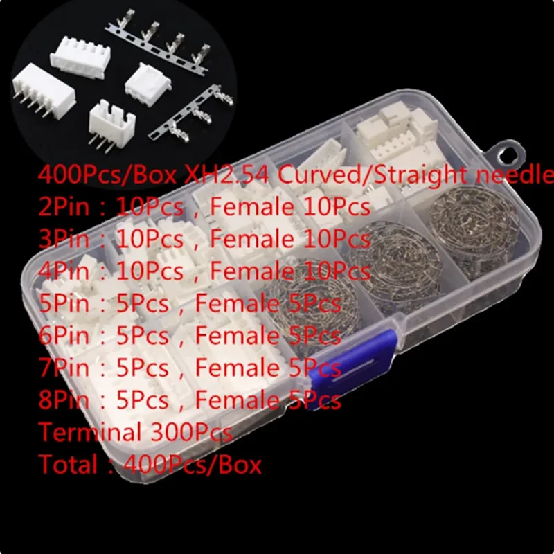 

400 шт./коробка, набор клемм JST XH 2,54 мм 2P3P4P5P6P7P8