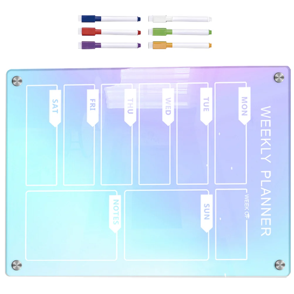 

Fridge Weekly Calendar Colorful Acrylic Sunday Plan Note Message Board Erasable Magnetic Refrigerator