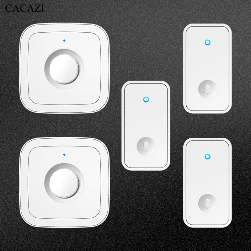 CACAZI Newest Home Wireless Doorbell 60 Songs 110DB 150M Waterproof Remote Smart Calling Bell with US EU UK Plug (White)
