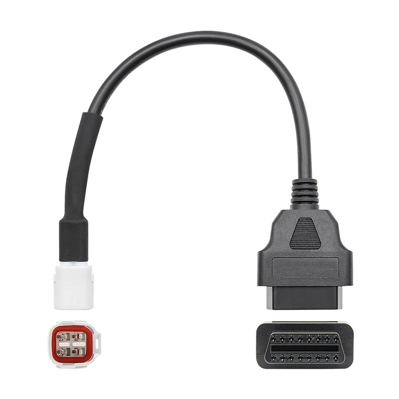 vhbw Adaptador OBD2 - OBD2 4 pines a OBD2 16pin compatible con Yamaha FZ10 ( 2016-2019), MT07 (2017-2018), MT09 moto, motocicleta - 30 cm