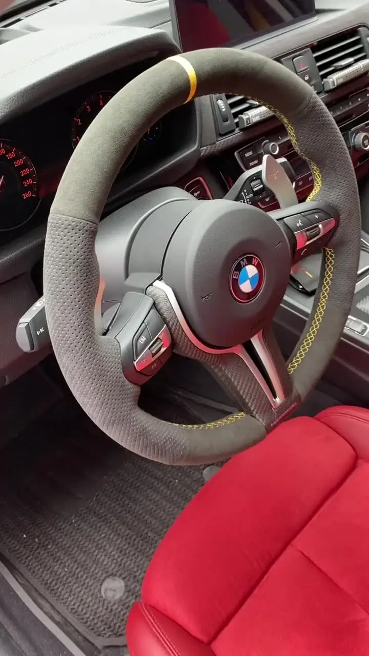 Bmw Steering Wheel Cover Black Alcantara Hand-stitched Suede F30 F80