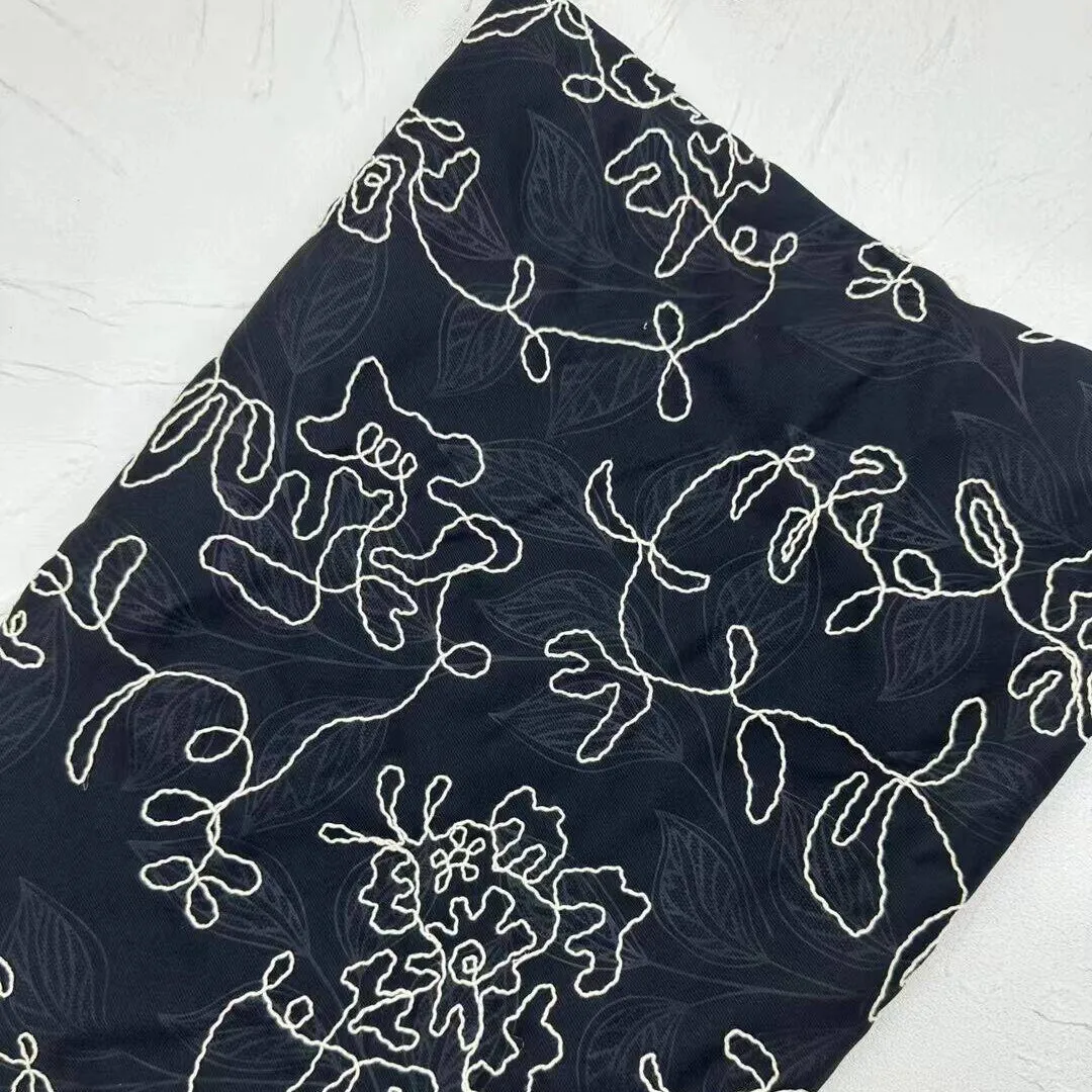 새로운 부드럽고 우아한 프린트 태슬 자수 원단, 드레스 셔츠, 웨딩드레스, 가운용, 고밀도, 130cm 폭, 컴퓨터 자수