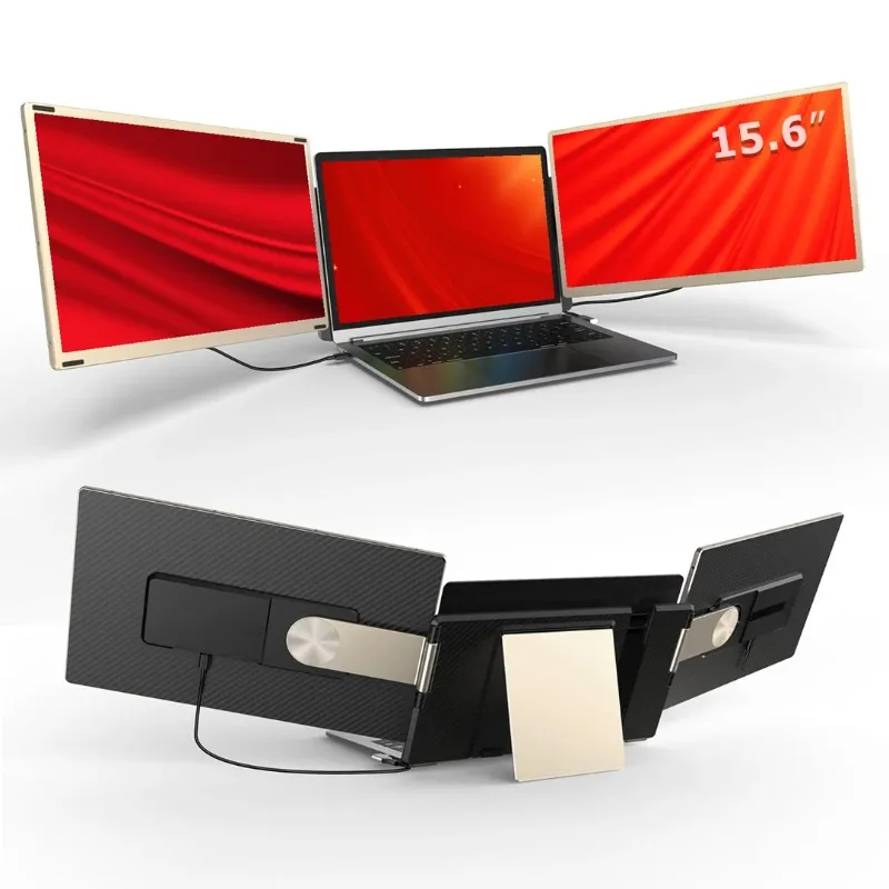 1080P Resolution & 15.6" IPS FHD Screen Laptop Screen Extender Portable Triple LCD Work with Desktop / Mini PC