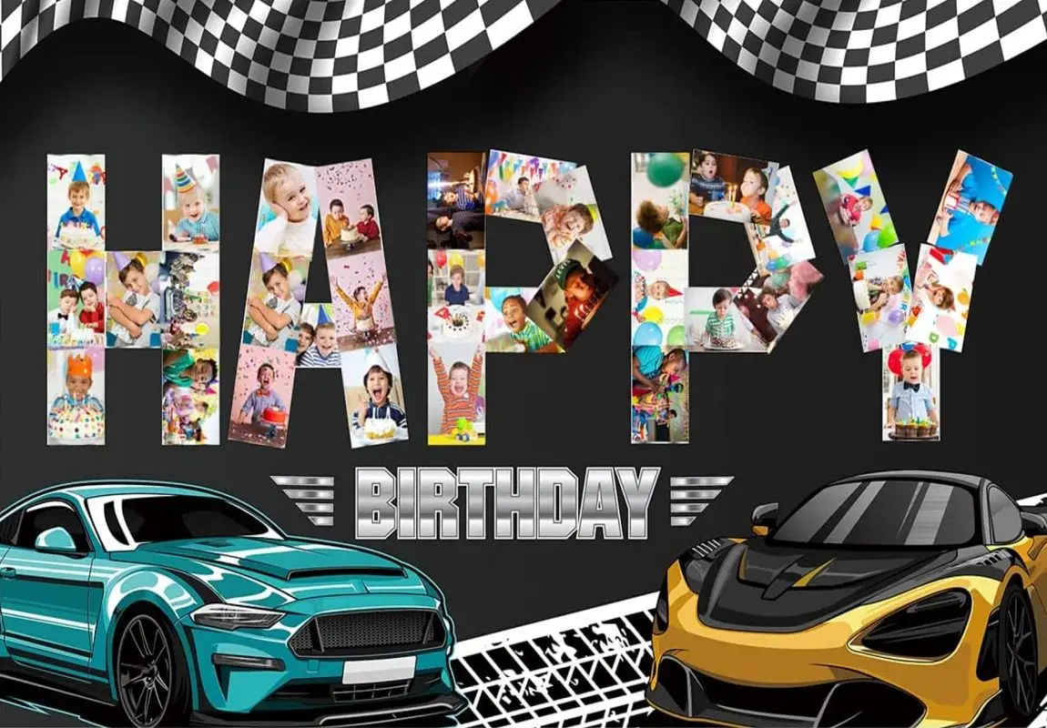 thumbnail image 1 of Fondo de fotografía de coche de carreras, decoraciones para fiesta de cumpleaños, decoración de fondo, pancarta para baby shower, foto personalizada, Caitoon Hot Wheels, 1 of 5