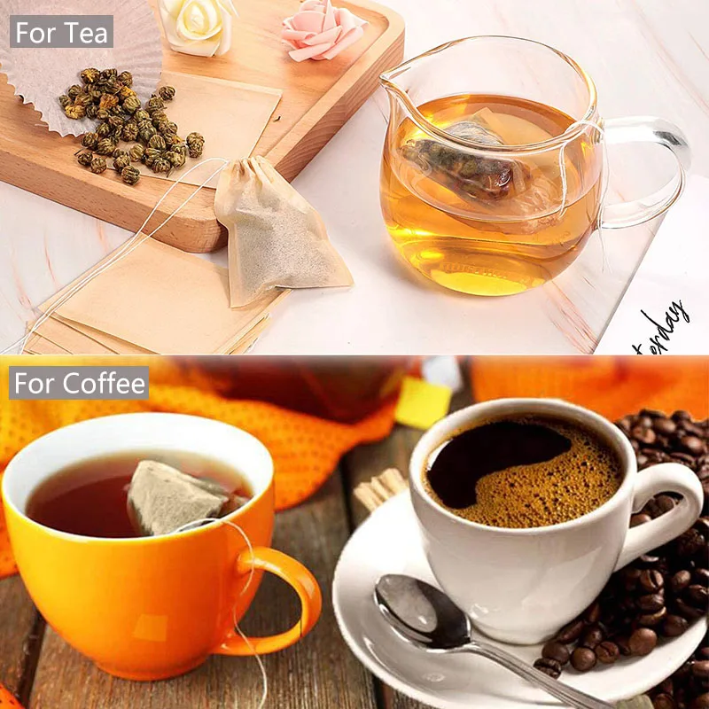 Description Picture 6 of itemDisposable Tea Filter Bags for Loose Tea and Coffee,Wood Pulp Unableached Empty Tea Infuser Sachets with Drawstring,100 Pack