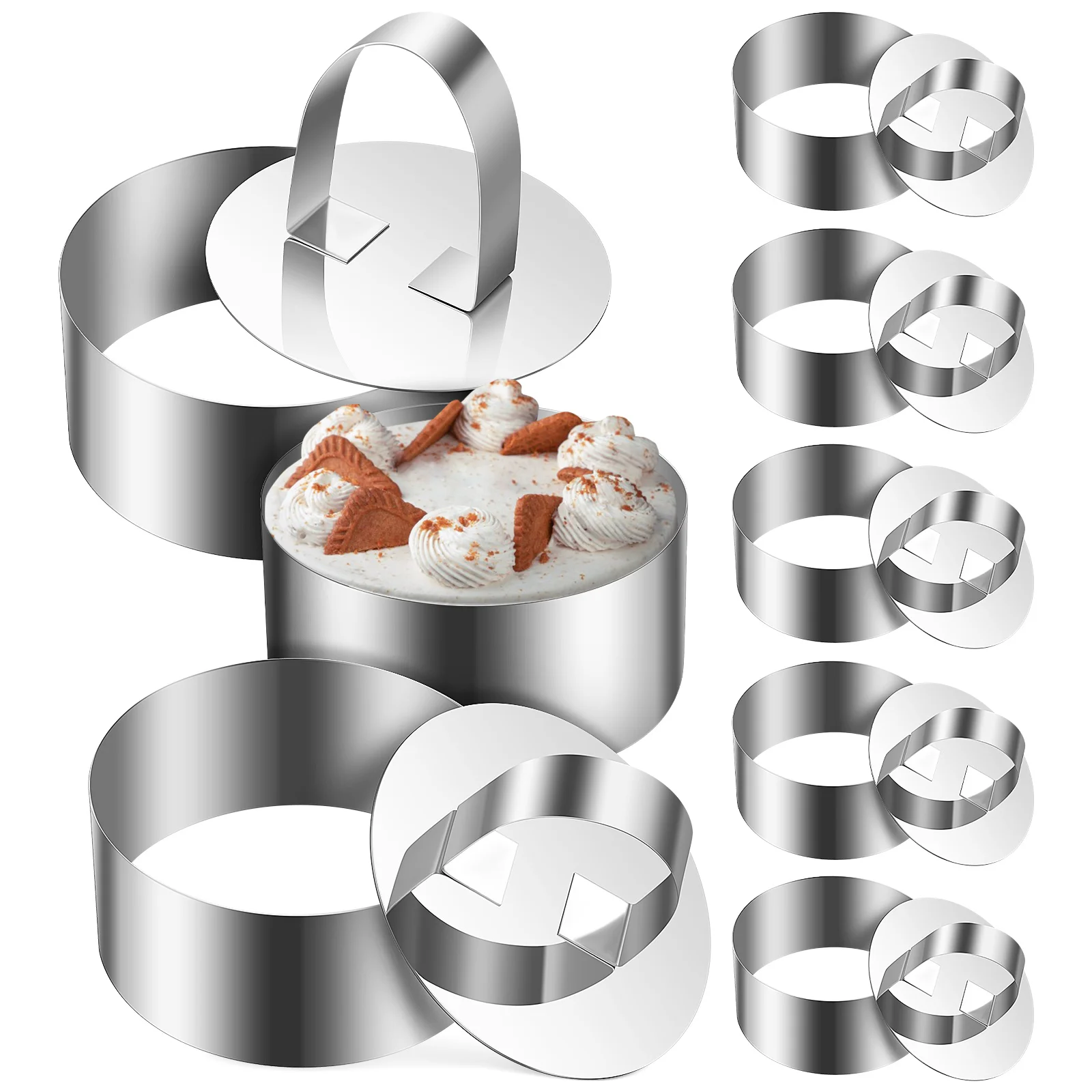

Kichvoe Circle Stencil 8 Sets Round Cake Ring Mold Stainless Steel Dessert Mousse Molds