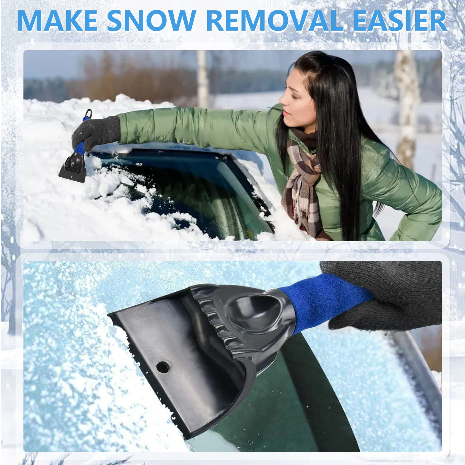 Car Ice Quick Windshield Tool Clean Scraper Glass Accessories Brush Window Winter Snow Auto Shovel Ice Breaker Remover Kit Part