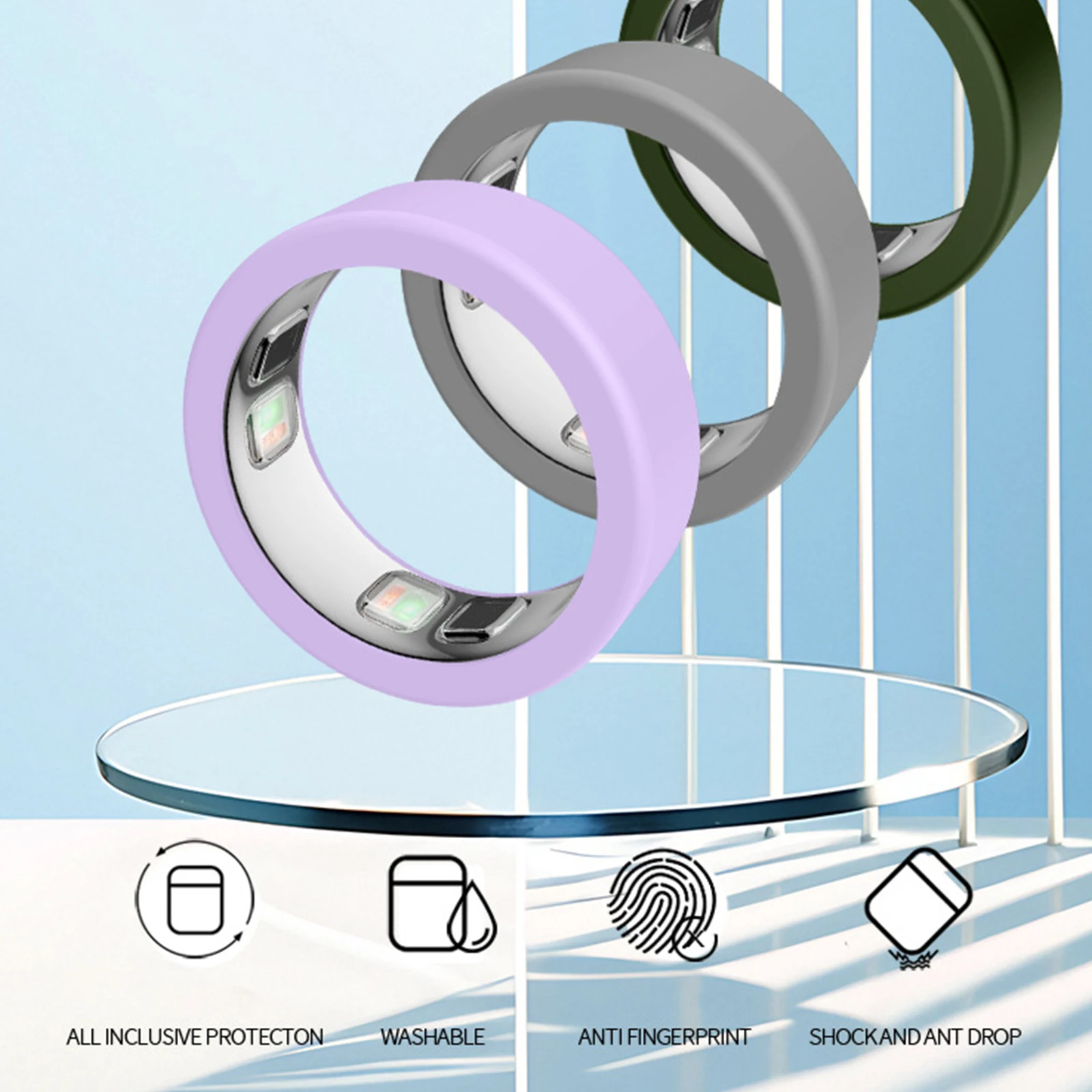 Confezione da 4/8 Protezioni in Silicone per Anello Oura Ring 5, Custodia Protettiva per Smart Ring, Ideale per Palestra e Allenamento, per Uomini e Donne - immagine 6