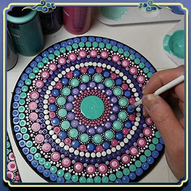 아티스트 화가를위한 DIY 골판지를 그림에 대 한 휴대용 8 Pcs 15Cm 검은 만다라 크래프트 종이 라운드 골 판지