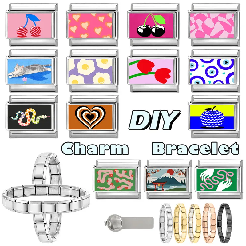 Italian Fashion Charm Links Bracelet Diy Stainless Steel Accessories