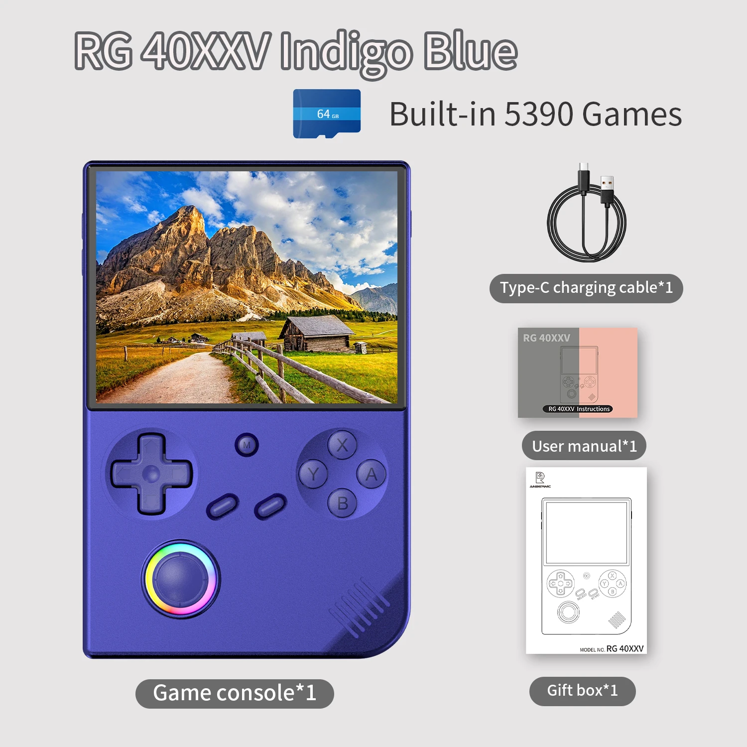 ANBERNIC RG40XXV Retro Handheld Gameconsole met 4,0 inch IPS-scherm, Linux 64-bit, RGB-joystick, ondersteuning voor wifi, Bluetooth en HDMI-uitgang._voghion.com